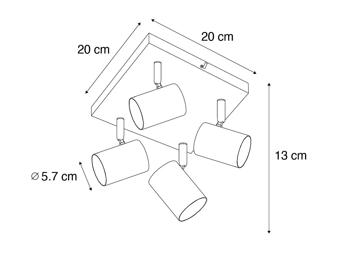Plafonnier moderne bronze 4 lumières rectangulaire ajustable - Jeana