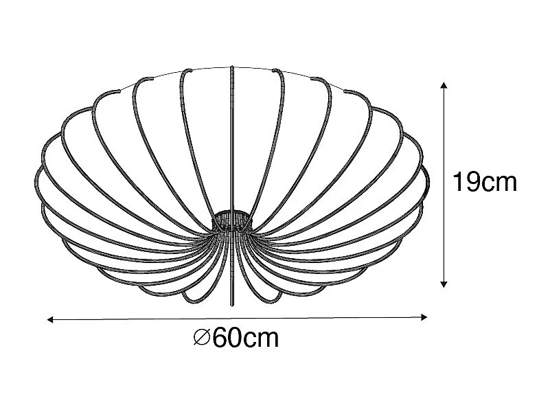 Plafonnier design blanc en soie 60 cm 5 lumières - Plu