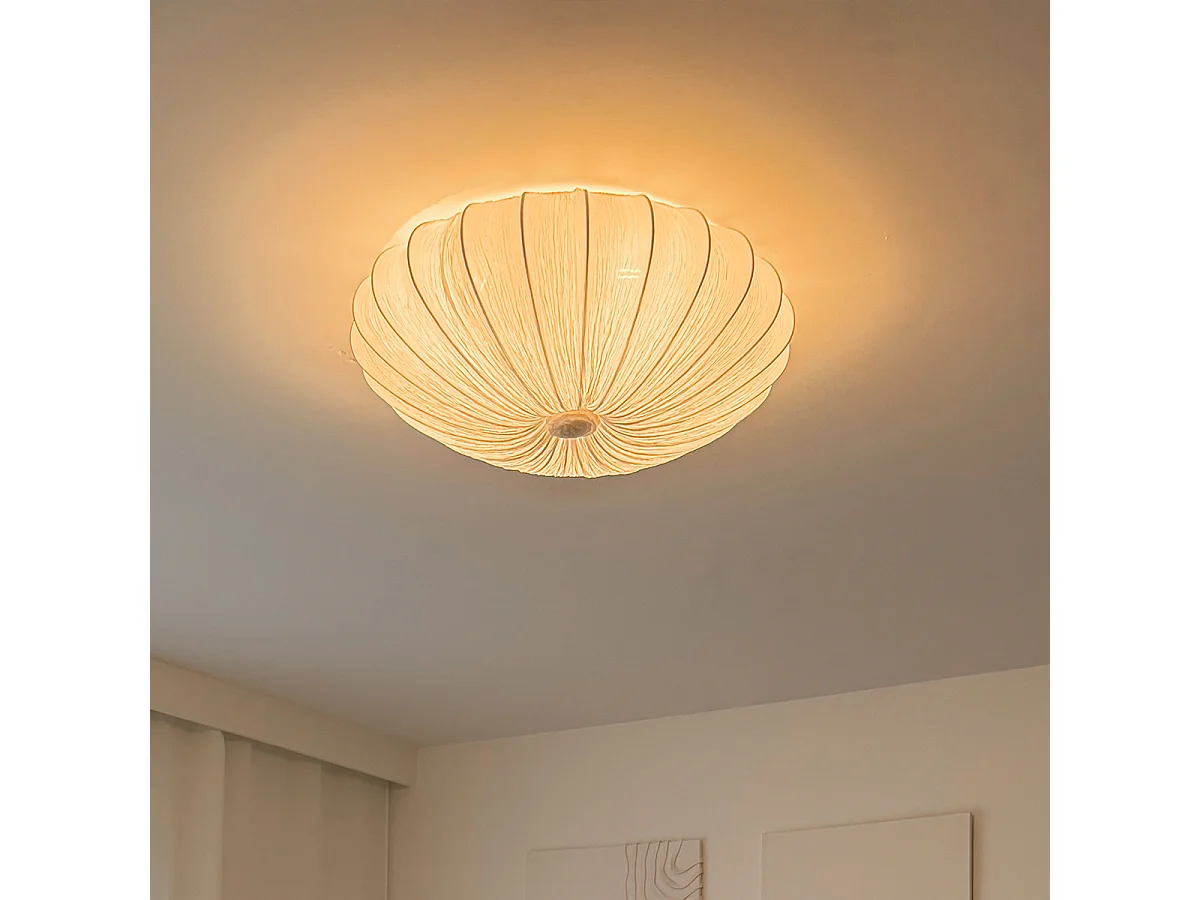 Plafonnier design blanc en soie 60 cm 5 lumières - Plu