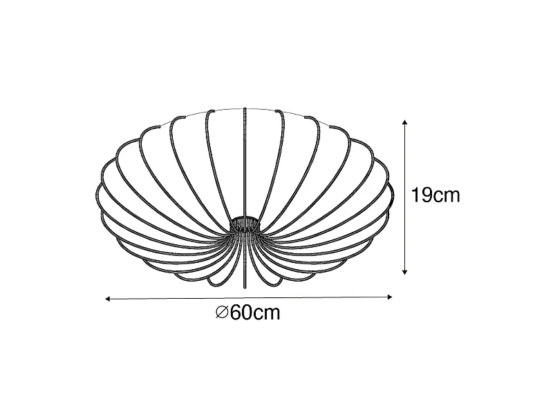 Plafonnier design blanc en soie 60 cm 5 lumières - Plu