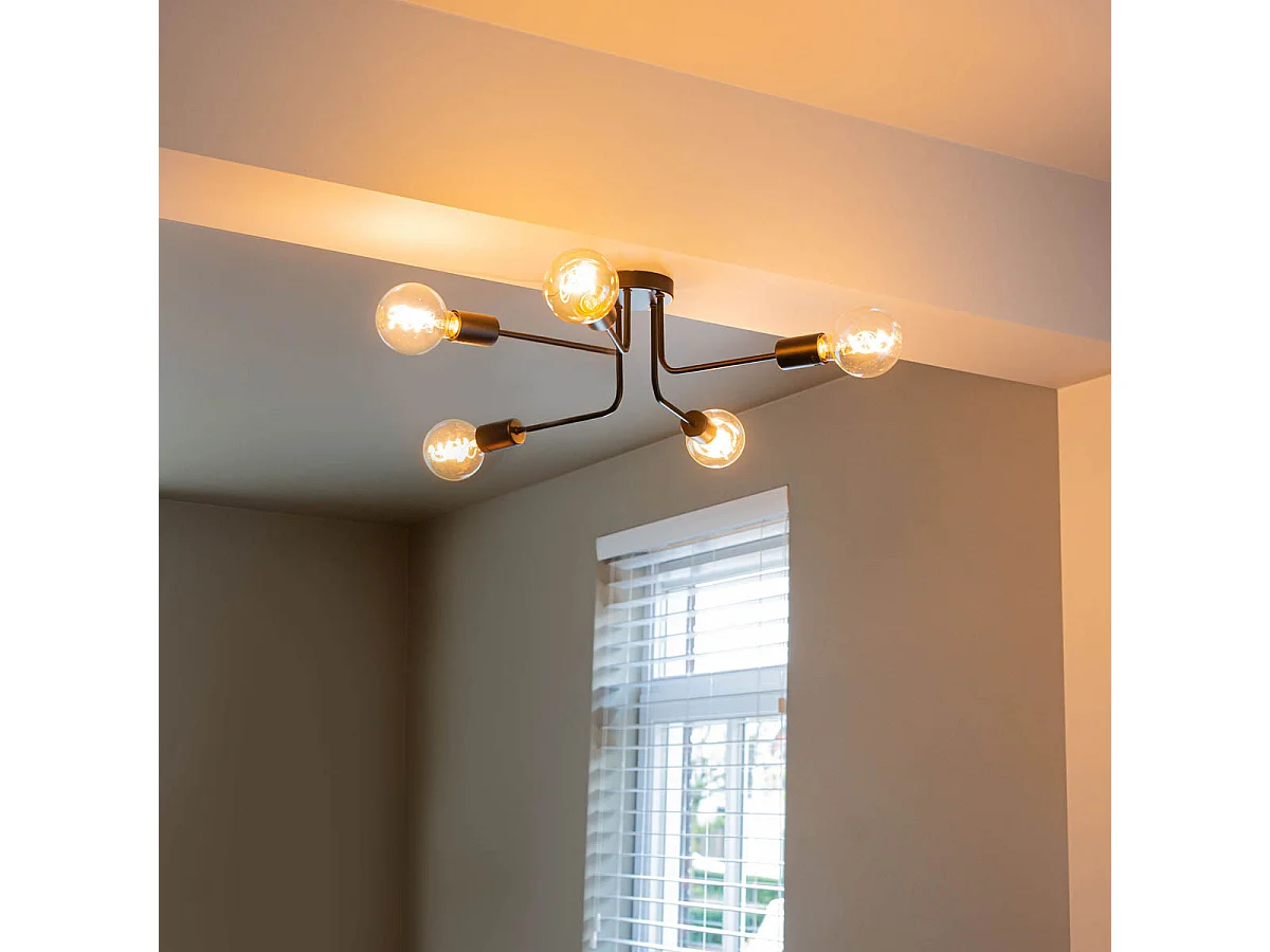 Plafonnier design noir 5 lumières - Facile
