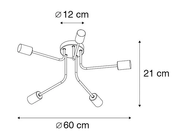 Plafonnier design noir 5 lumières - Facile