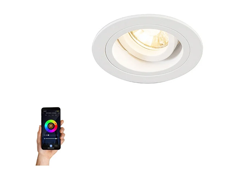 Spot encastrable intelligent blanc rond inclinable avec Wifi GU10 - Chuck