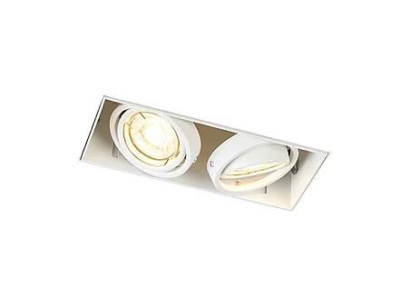 Spot encastré blanc GU10 orientable et inclinable sans bordure 2 lumières - Oneon