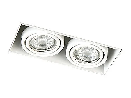 Spot encastré blanc GU10 orientable et inclinable sans bordure 2 lumières - Oneon