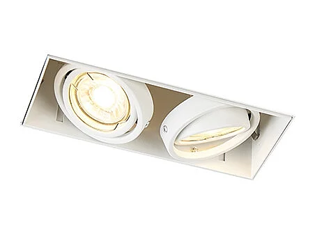 Spot encastré blanc GU10 orientable et inclinable sans bordure 2 lumières - Oneon