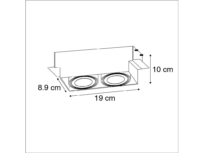 Spot encastré blanc GU10 orientable et inclinable sans bordure 2 lumières - Oneon