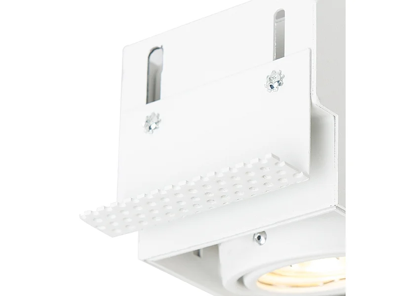 Spot encastré blanc GU10 orientable et inclinable sans bordure 2 lumières - Oneon