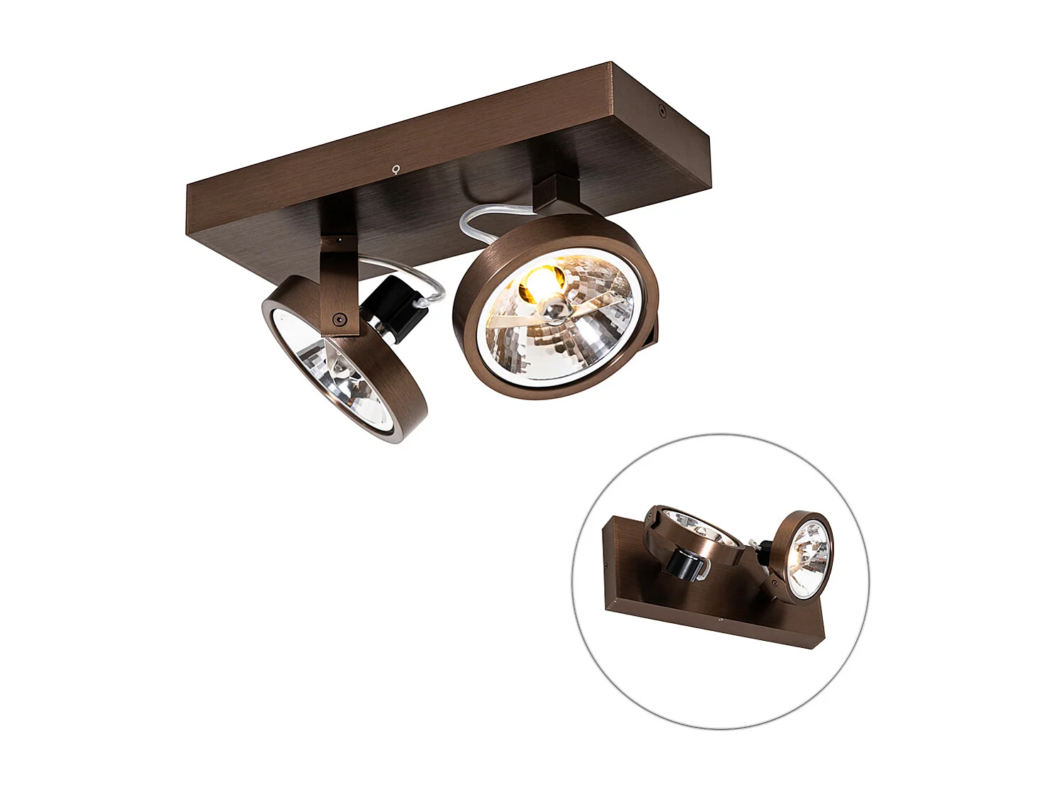 Spot design bronze foncé orientable 2 lumières - Go