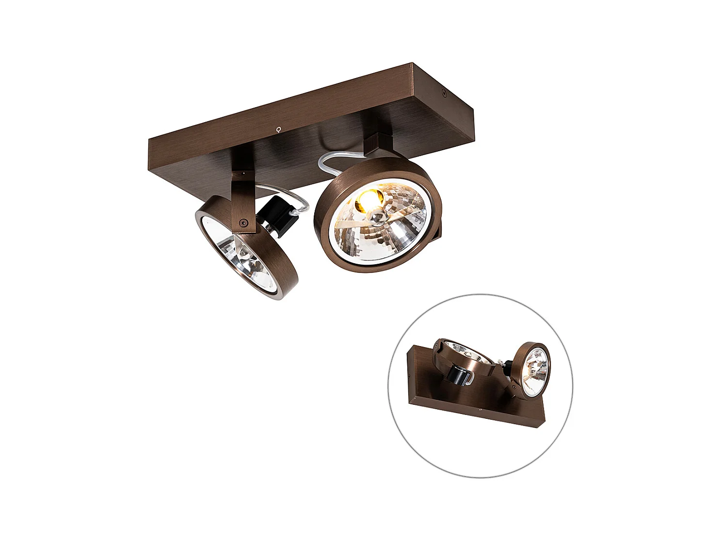 Spot design bronze foncé orientable 2 lumières - Go