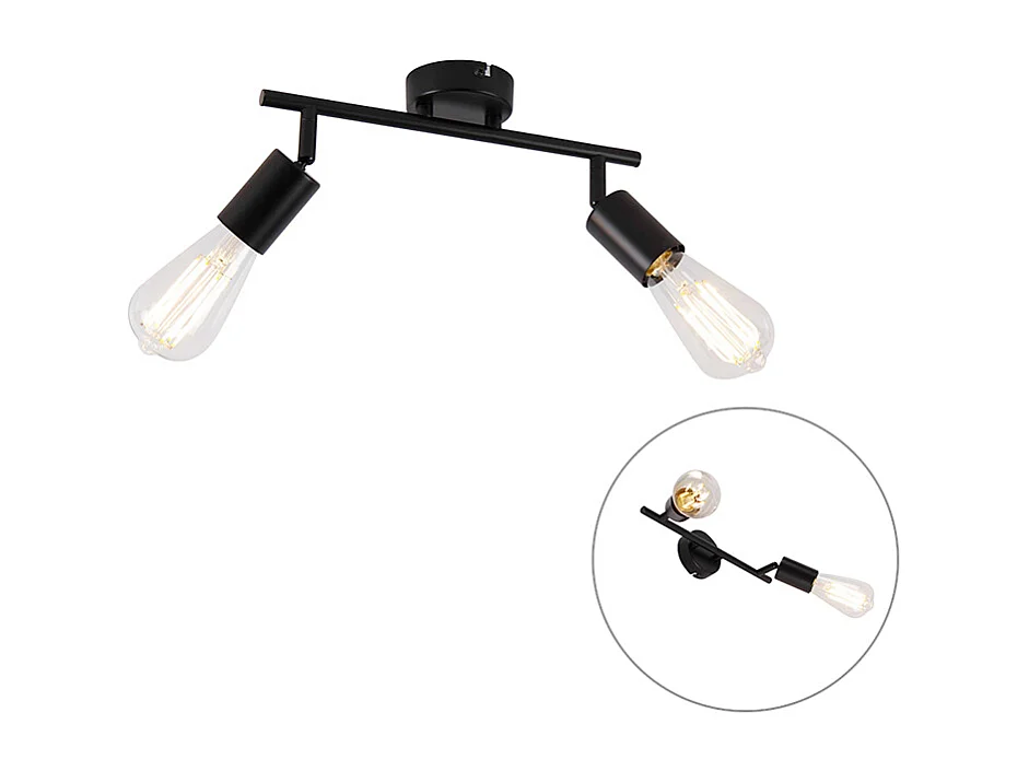 Spot moderne noir à 2 lumières réglable - Facil