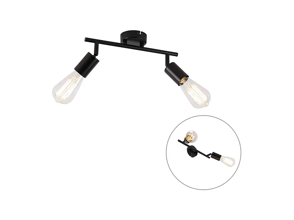 Spot moderne noir à 2 lumières réglable - Facil