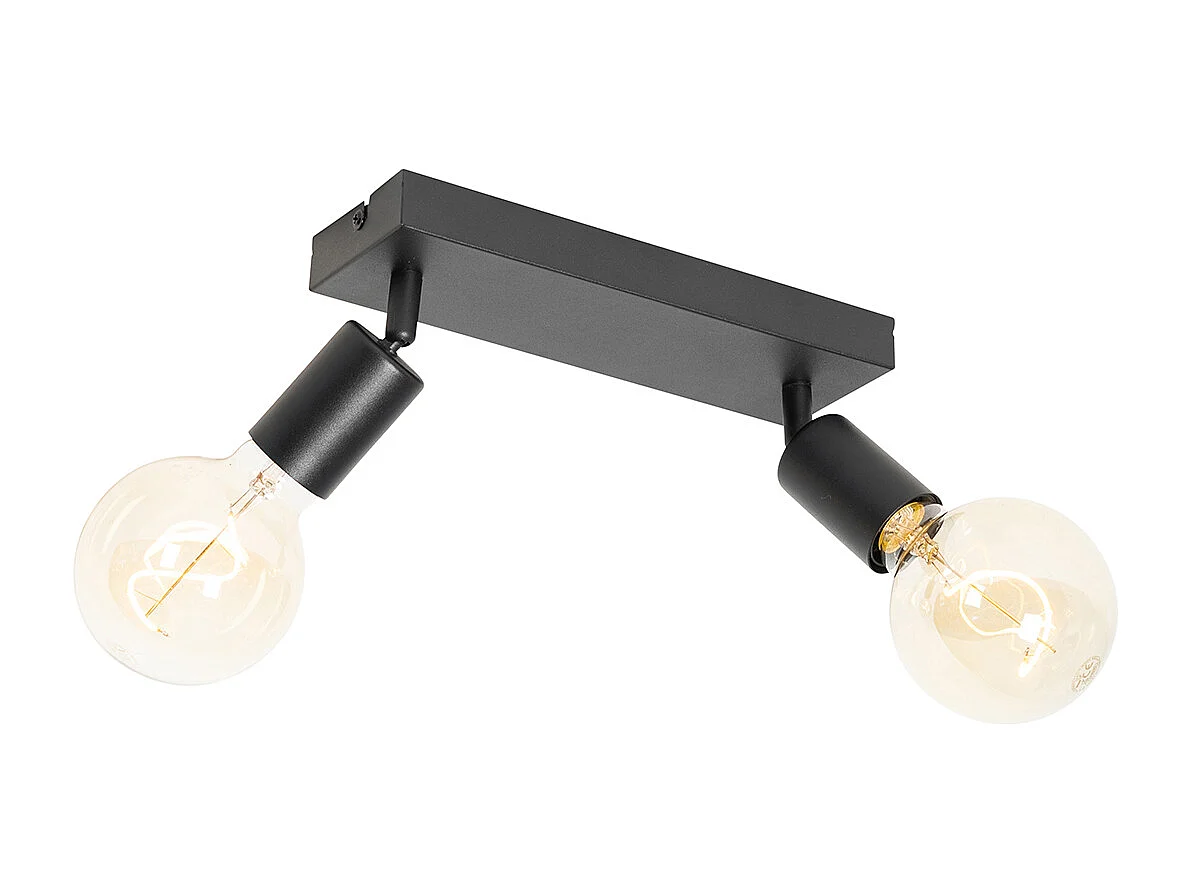 Spot moderne noir rectangulaire 2 lumières - Facil