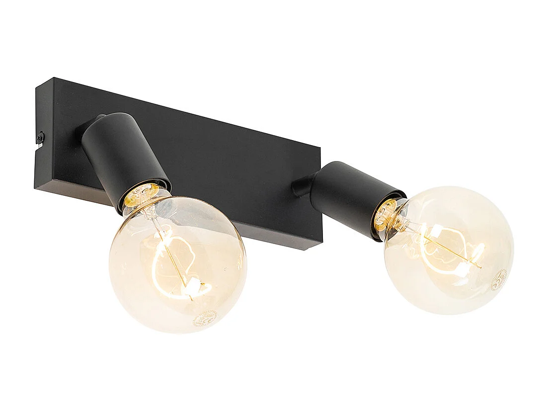 Spot moderne noir rectangulaire 2 lumières - Facil