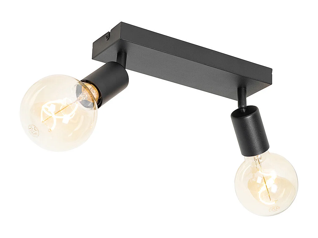 Spot moderne noir rectangulaire 2 lumières - Facil