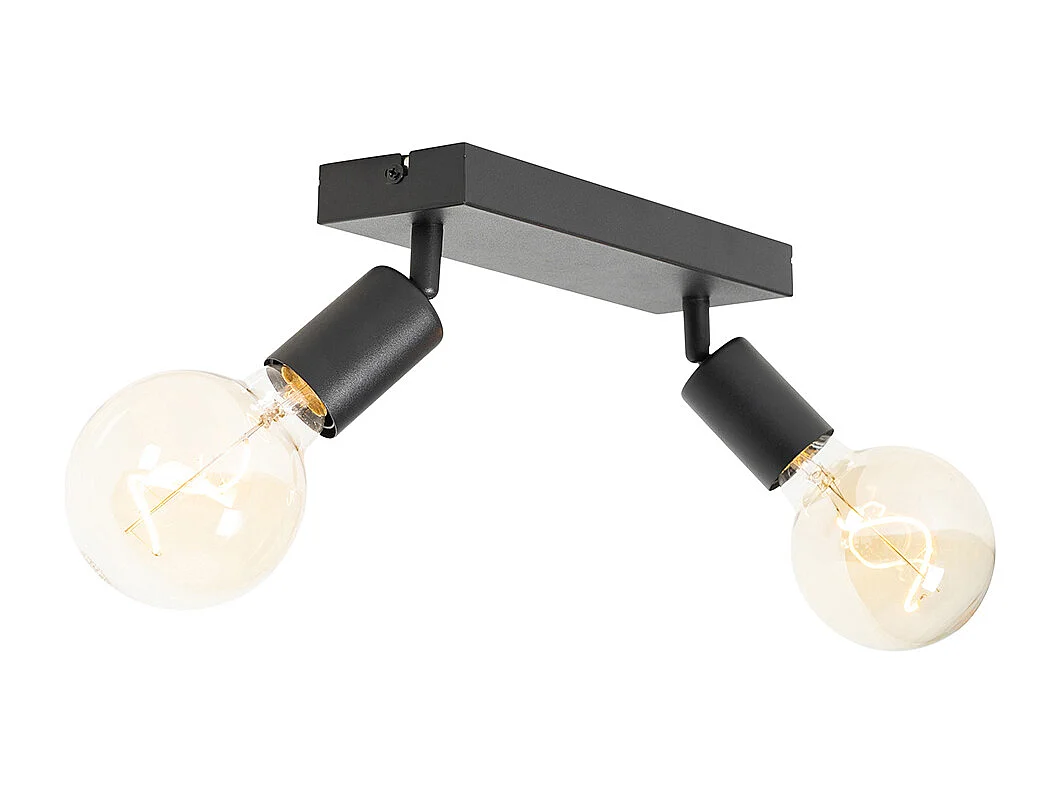 Spot moderne noir rectangulaire 2 lumières - Facil