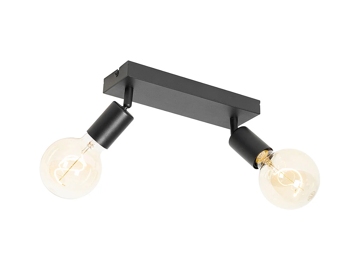 Spot moderne noir rectangulaire 2 lumières - Facil