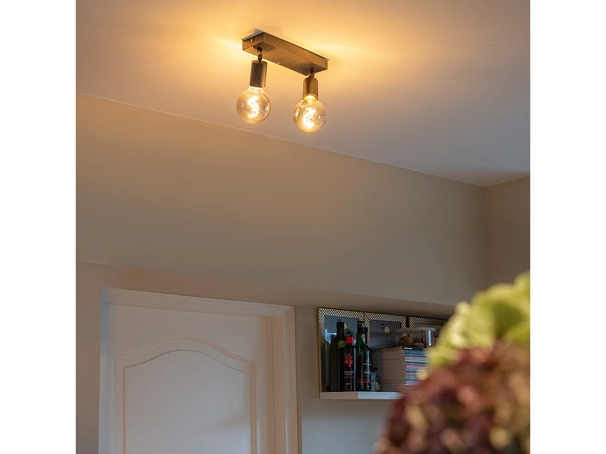 Spot encastré moderne noir rectangulaire 2 lumières - Facil