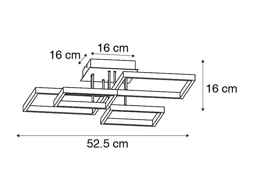 Plafonnier noir avec LED 3 étapes de gradation 4 lumières - Lejo