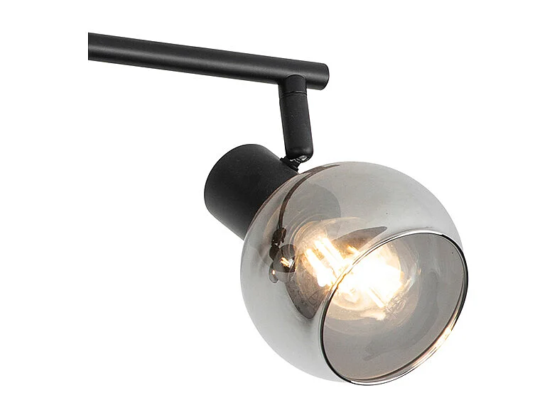 Plafonnier Art déco noir avec verre fumé 4 lumières - Vidro