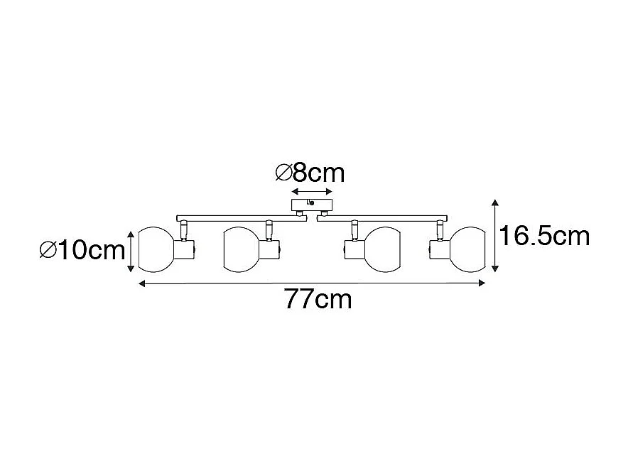 Plafonnier Art déco noir avec verre fumé 4 lumières - Vidro