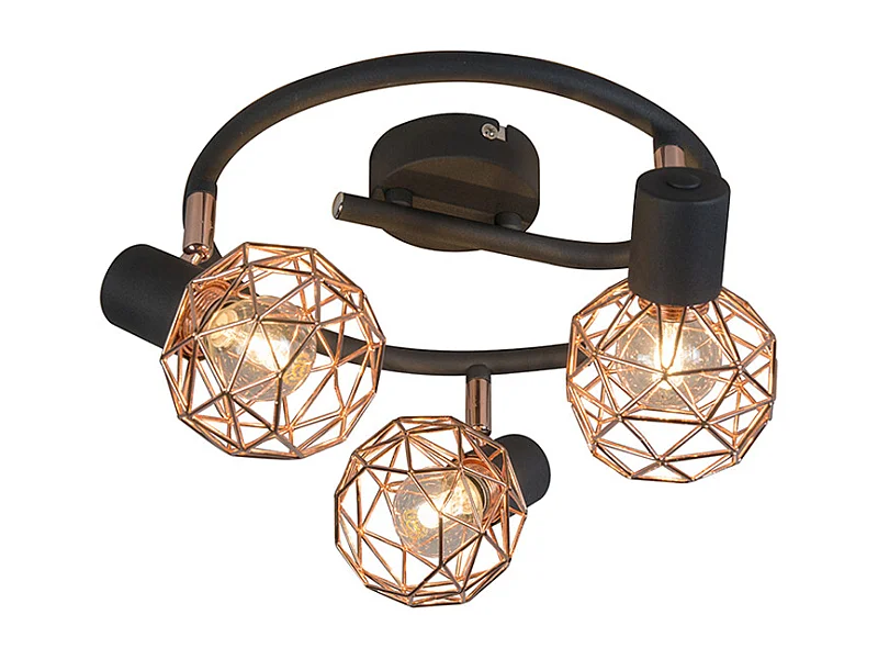 Spot moderne noir avec cuivre 3 lumières - Mesh
