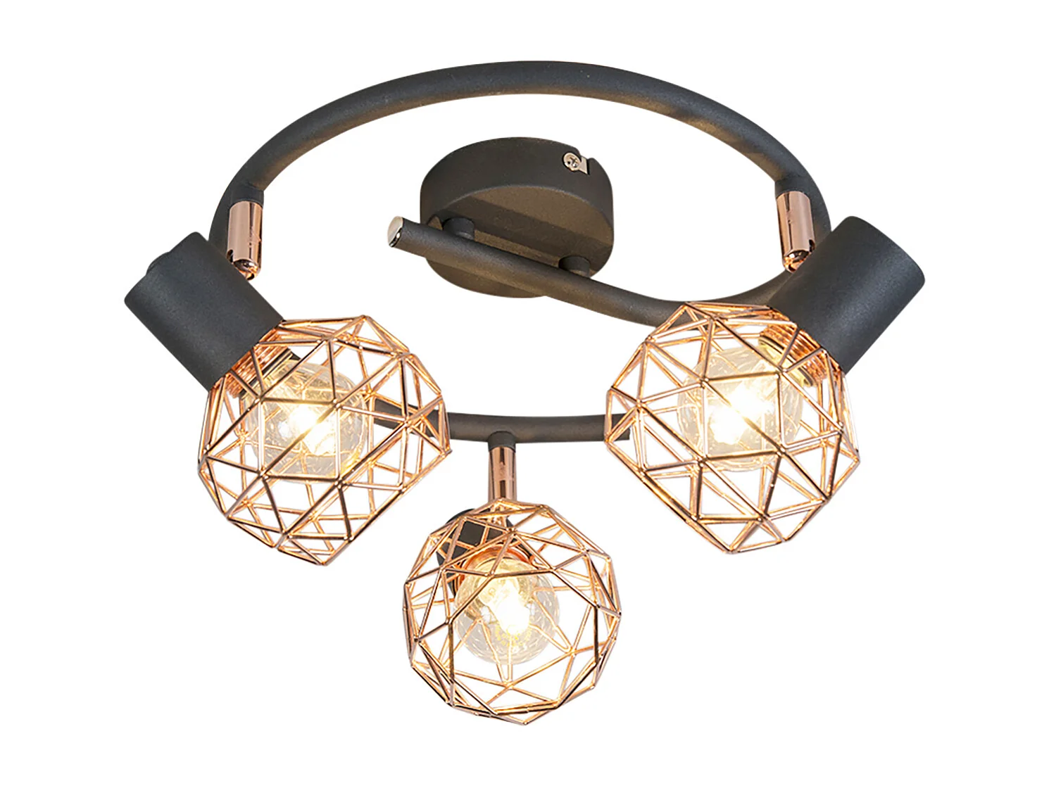 Spot moderne noir avec cuivre 3 lumières - Mesh