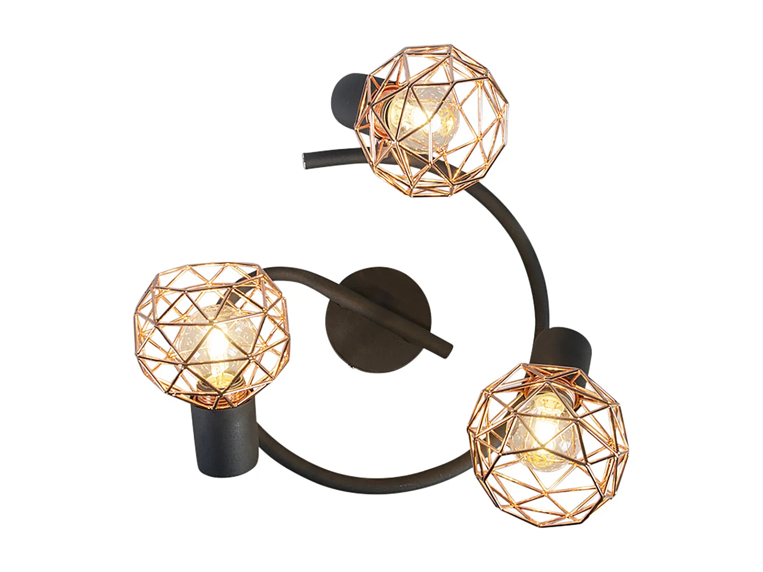 Spot moderne noir avec cuivre 3 lumières - Mesh