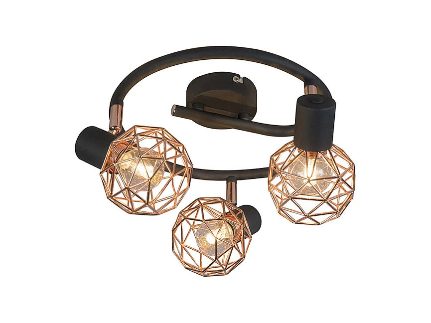 Spot moderne noir avec cuivre 3 lumières - Mesh