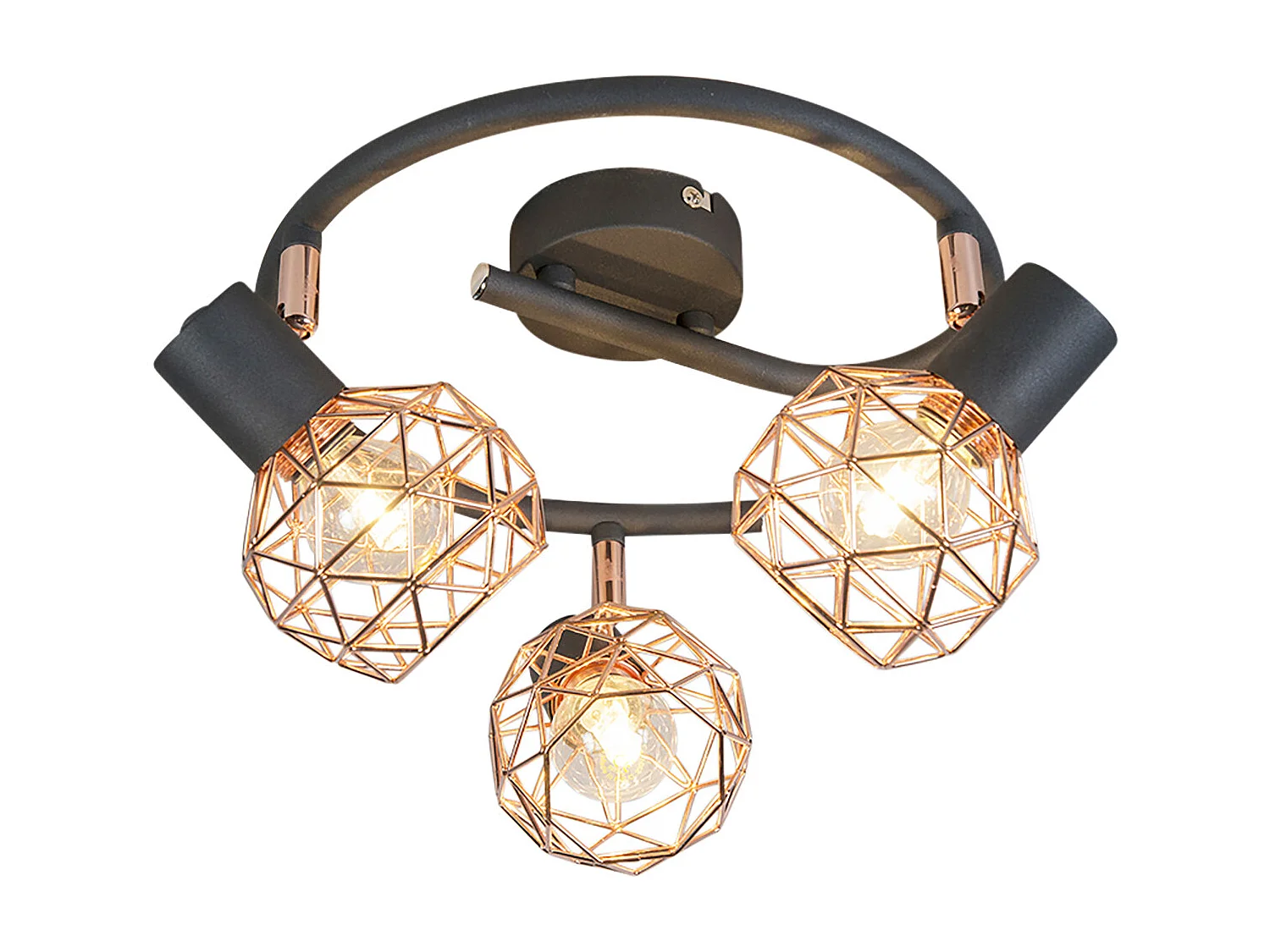 Spot moderne noir avec cuivre 3 lumières - Mesh