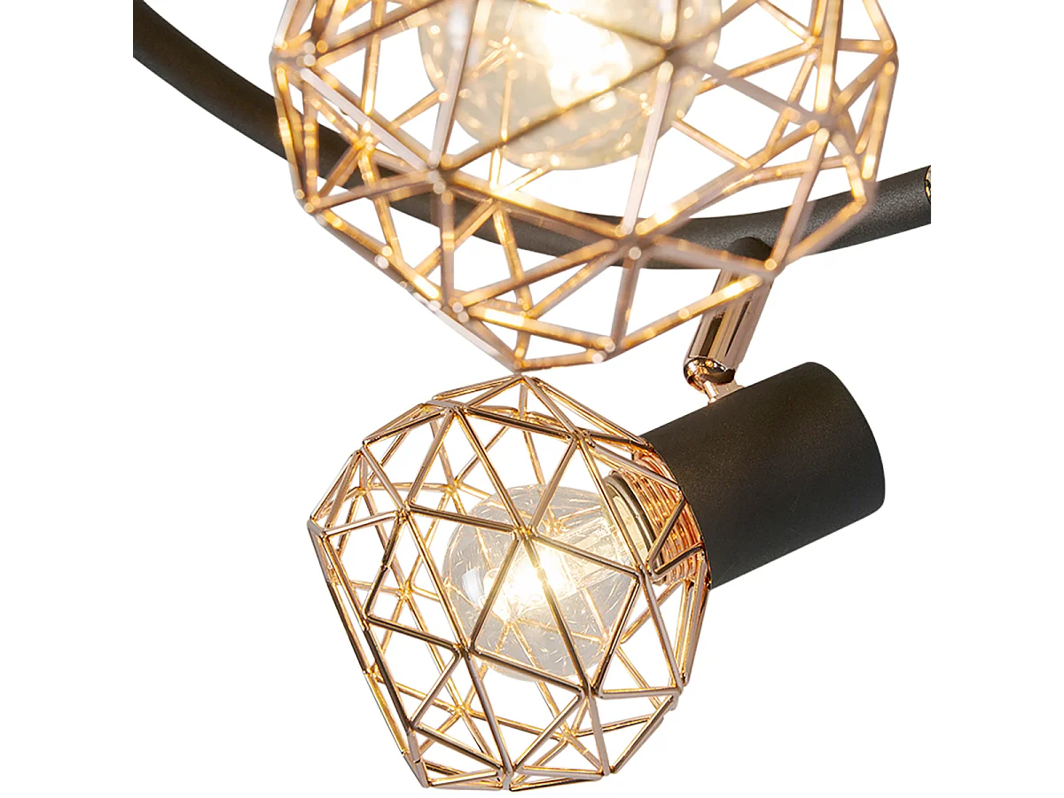 Spot moderne noir avec cuivre 3 lumières - Mesh