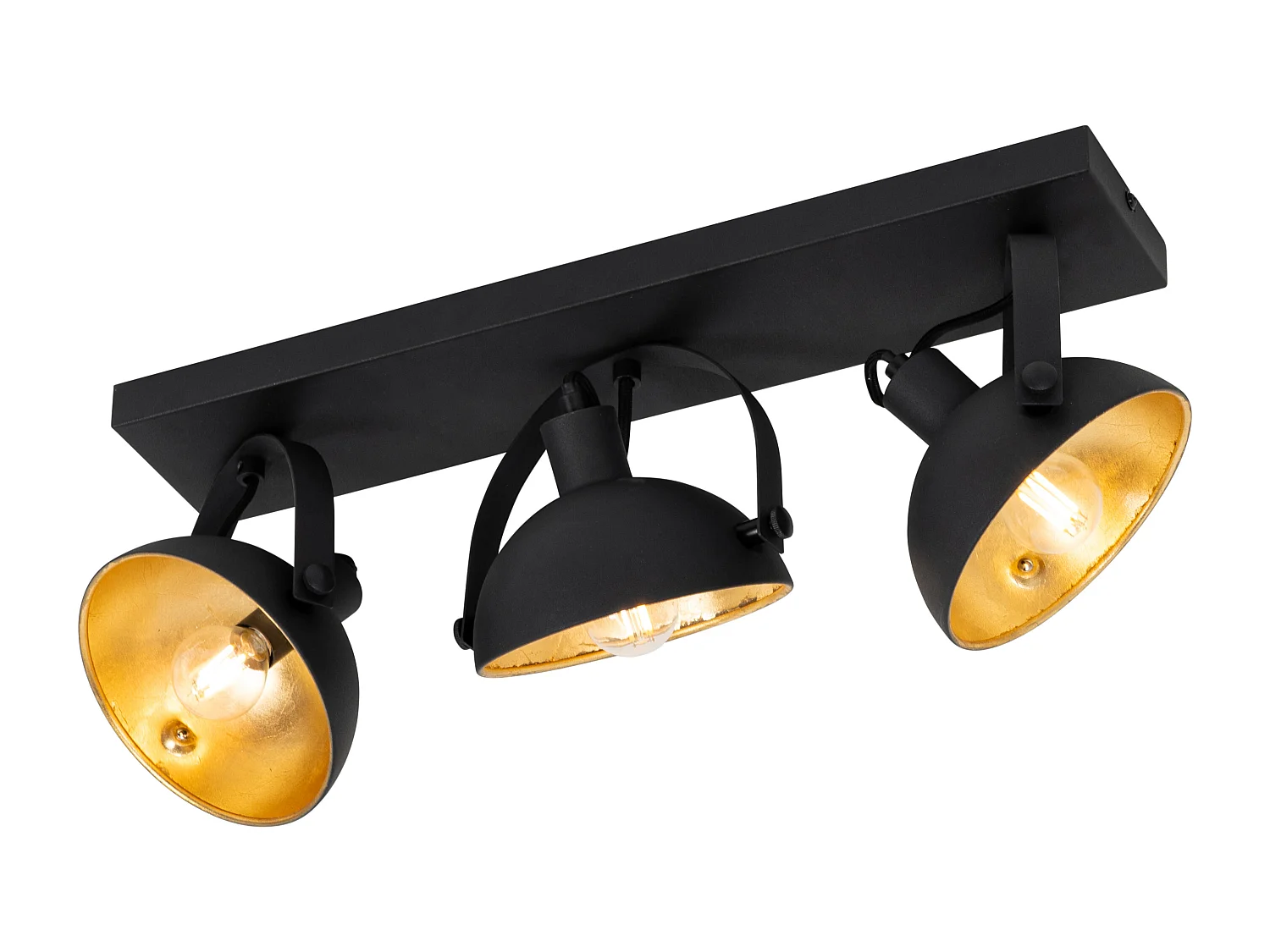 Plafonnier industriel noir avec or 3 lumières réglables - Magnax