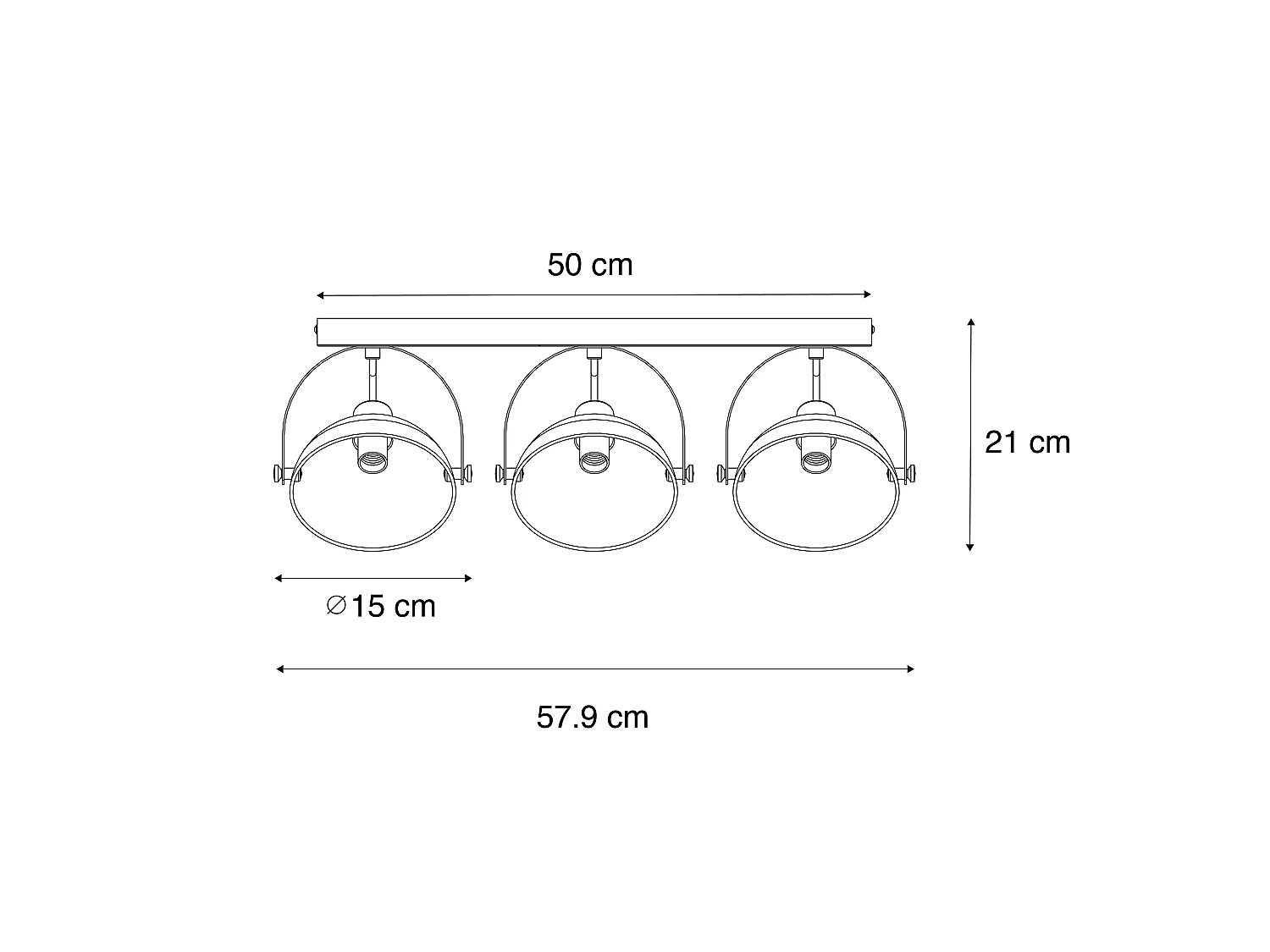 Plafonnier industriel noir avec or 3 lumières réglables - Magnax