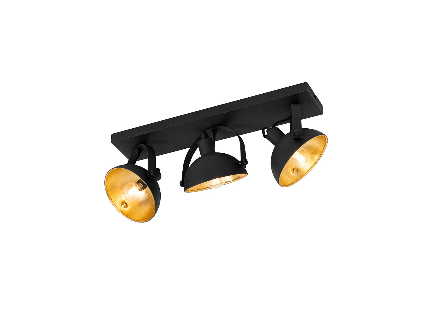 Plafonnier industriel noir avec or 3 lumières réglables - Magnax