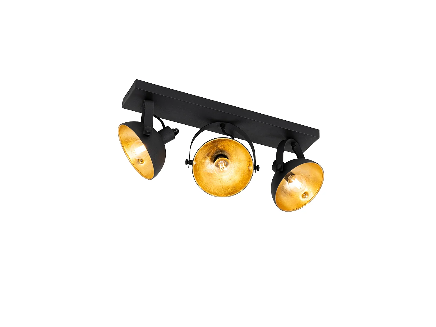 Plafonnier industriel noir avec or 3 lumières réglables - Magnax