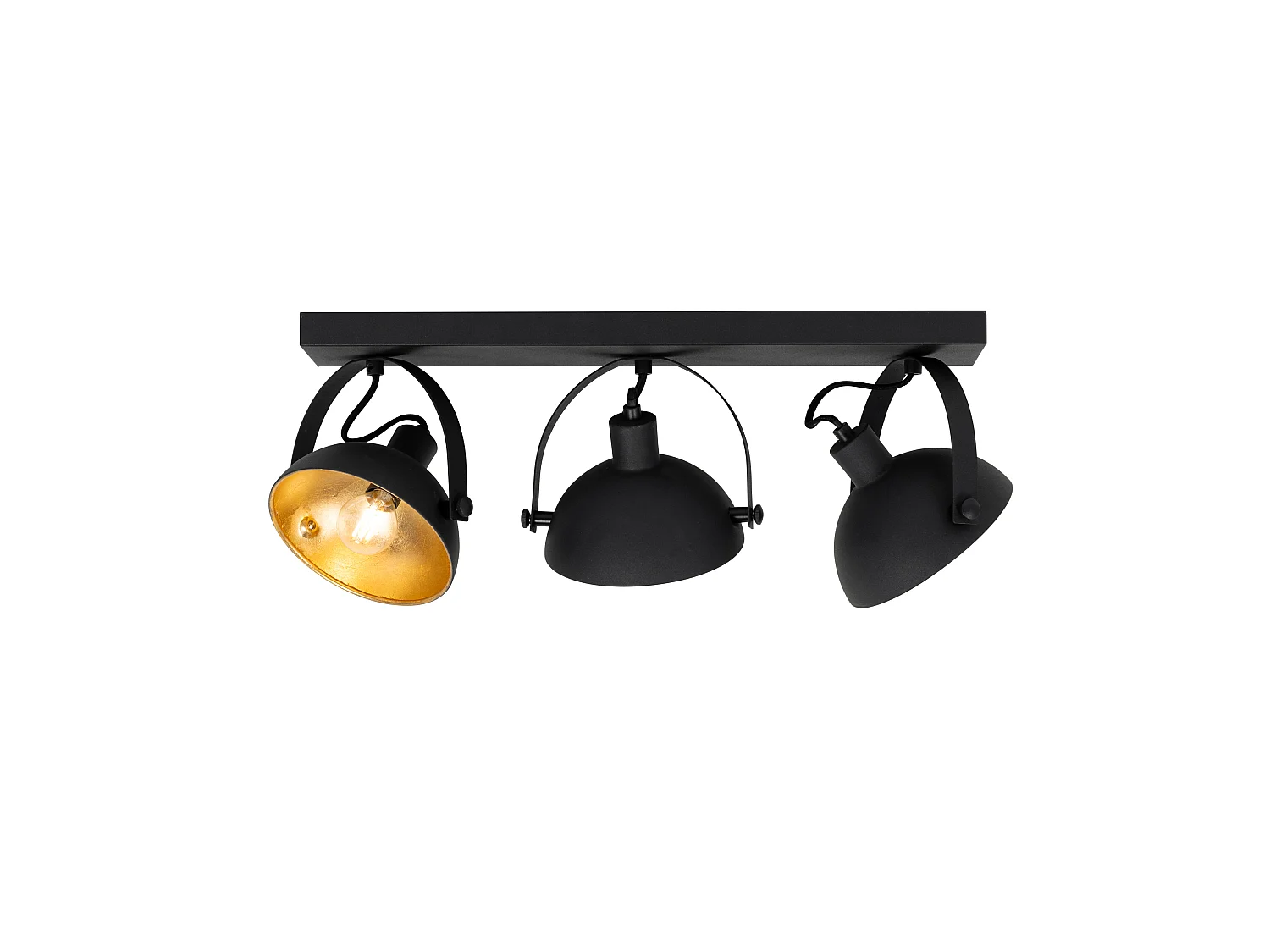 Plafonnier industriel noir avec or 3 lumières réglables - Magnax