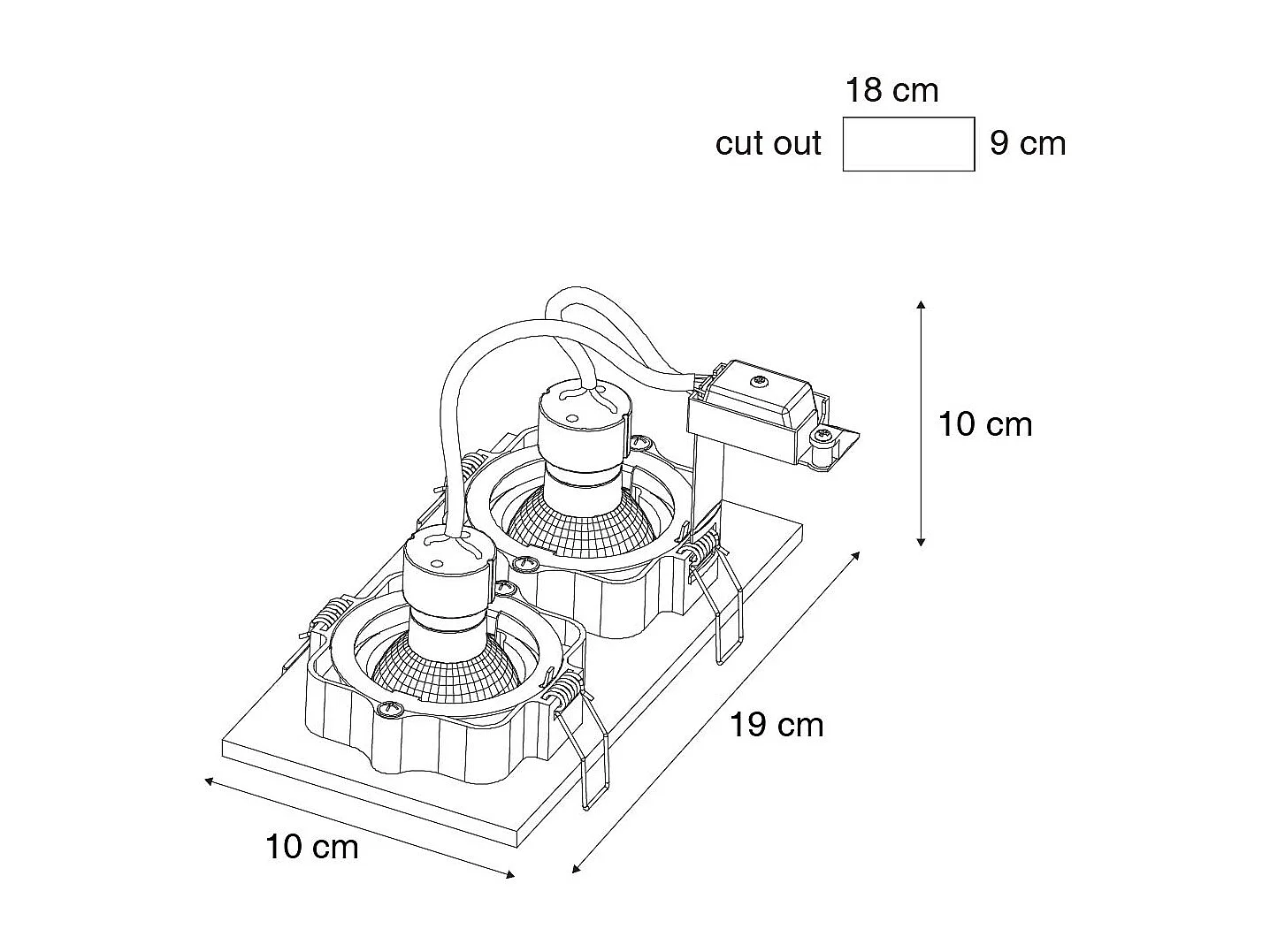 Spot encastré rectangulaire bronze foncé 2 lumières orientable et rotatif - Qure