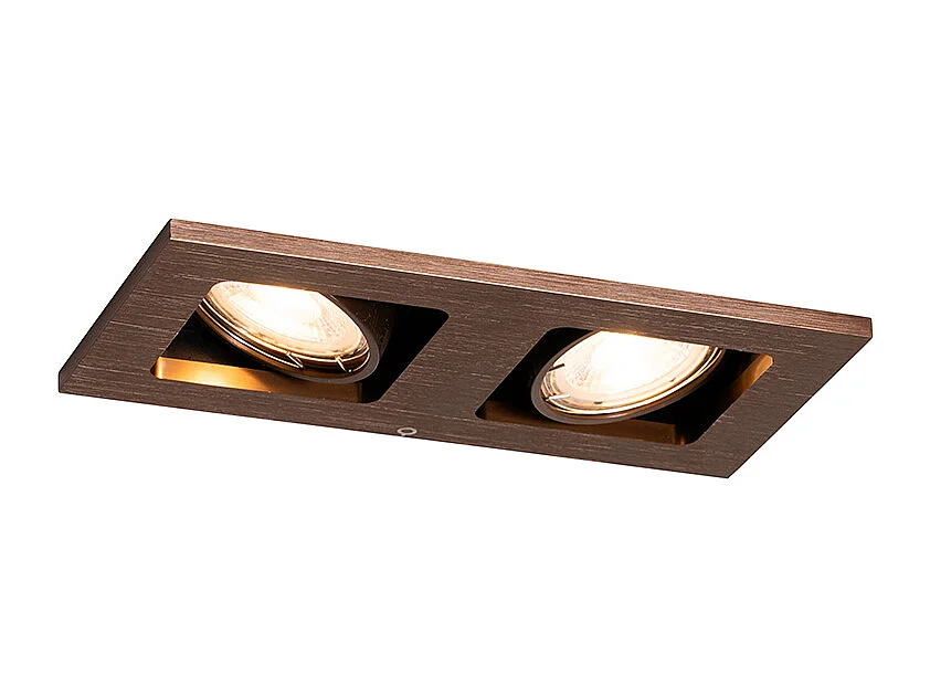 Spot encastré rectangulaire bronze foncé 2 lumières orientable et rotatif - Qure