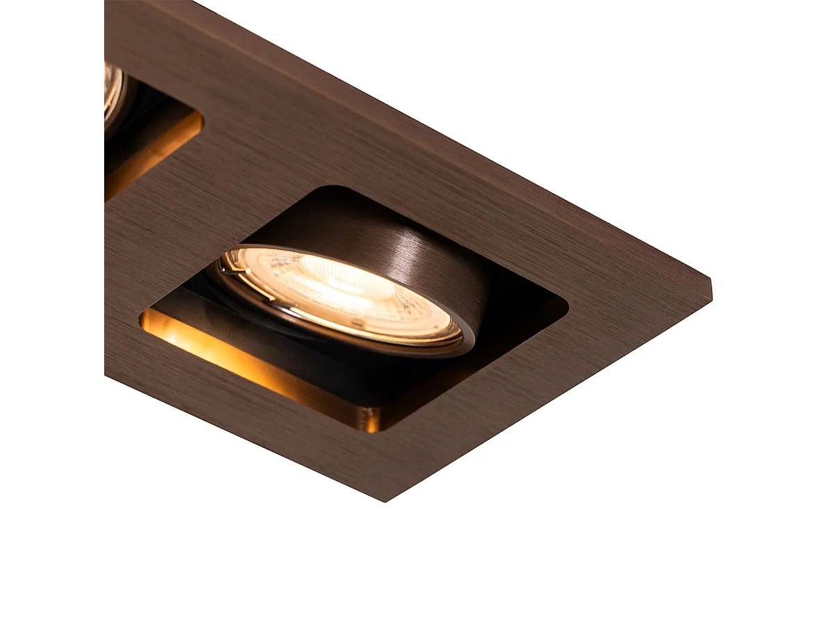 Spot encastré rectangulaire bronze foncé 2 lumières orientable et rotatif - Qure