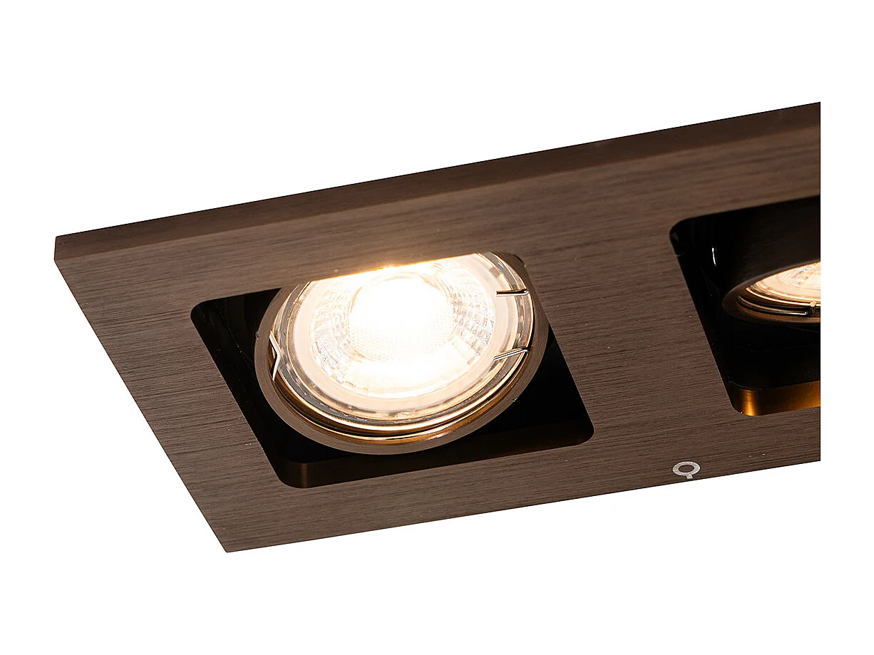 Spot encastré rectangulaire bronze foncé 2 lumières orientable et rotatif - Qure