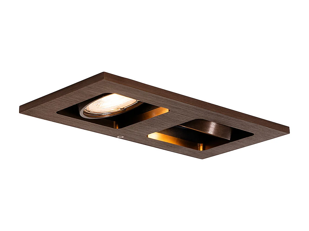 Spot encastré rectangulaire bronze foncé 2 lumières orientable et rotatif - Qure