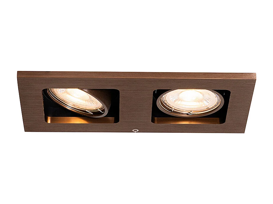 Spot encastré rectangulaire bronze foncé 2 lumières orientable et rotatif - Qure