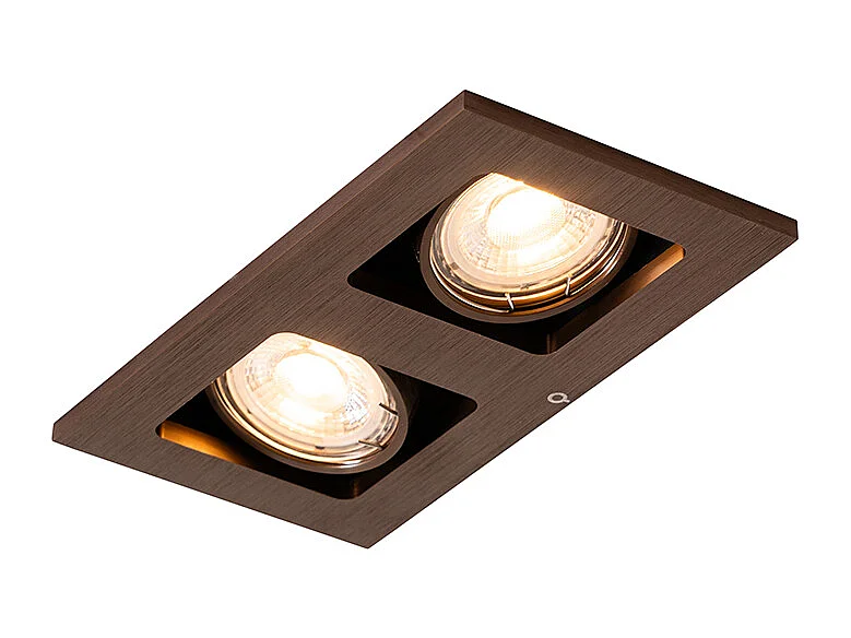 Spot encastré rectangulaire bronze foncé 2 lumières orientable et rotatif - Qure