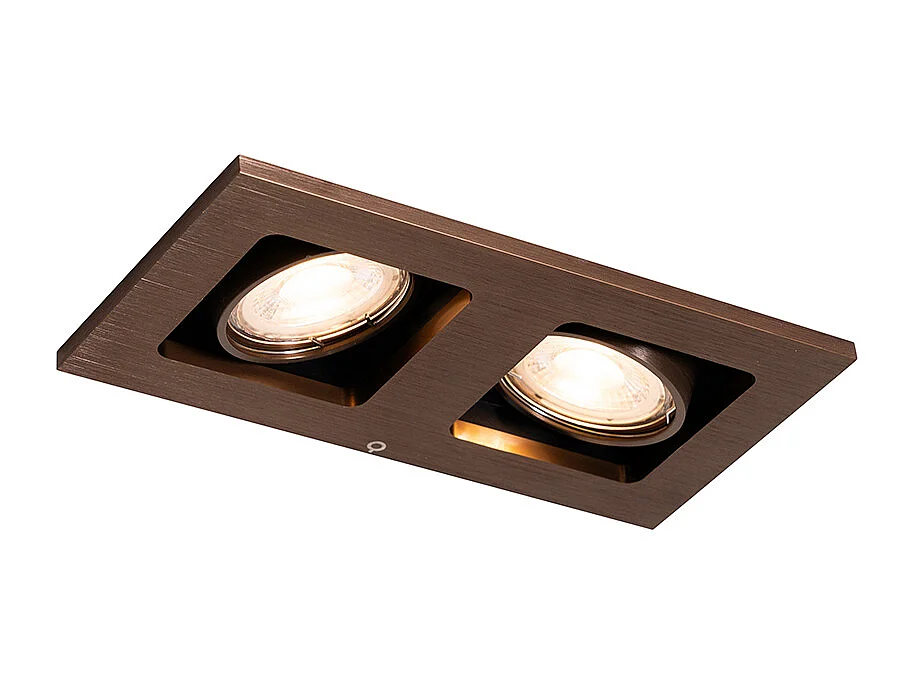 Spot encastré rectangulaire bronze foncé 2 lumières orientable et rotatif - Qure