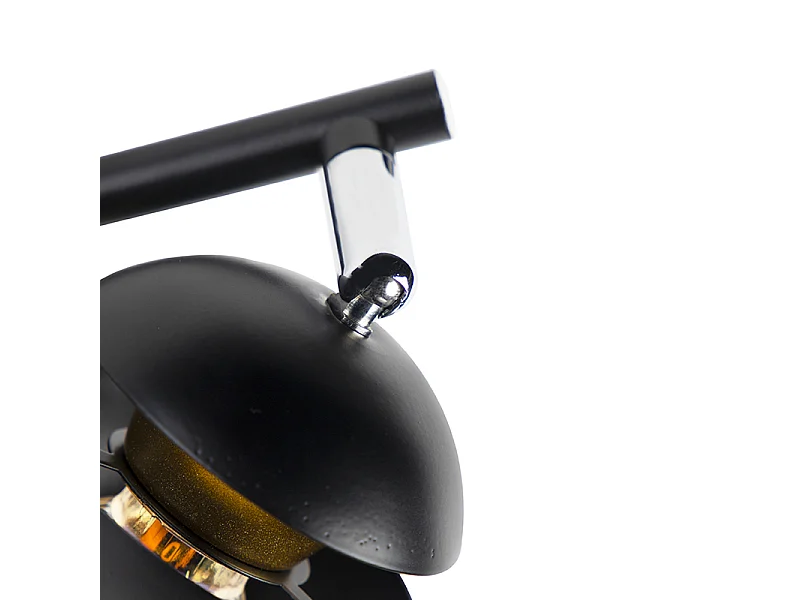 Plafonnier moderne noir avec intérieur doré à 4 Spots - Buell Deluxe