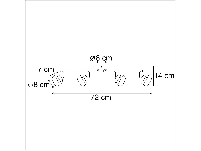 Plafonnier moderne noir avec intérieur doré à 4 Spots - Buell Deluxe