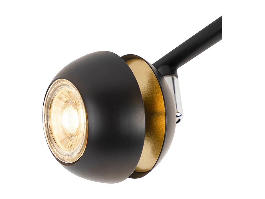 Plafonnier moderne noir avec intérieur doré à 4 Spots - Buell Deluxe