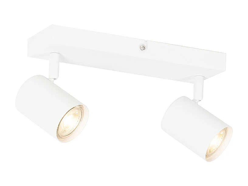 Plafonnier moderne blanc 2 lumières réglable rectangulaire - Jeana
