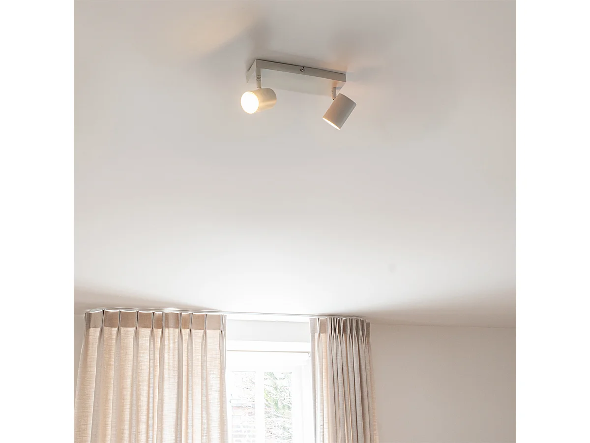 Plafonnier moderne blanc 2 lumières réglable rectangulaire - Jeana