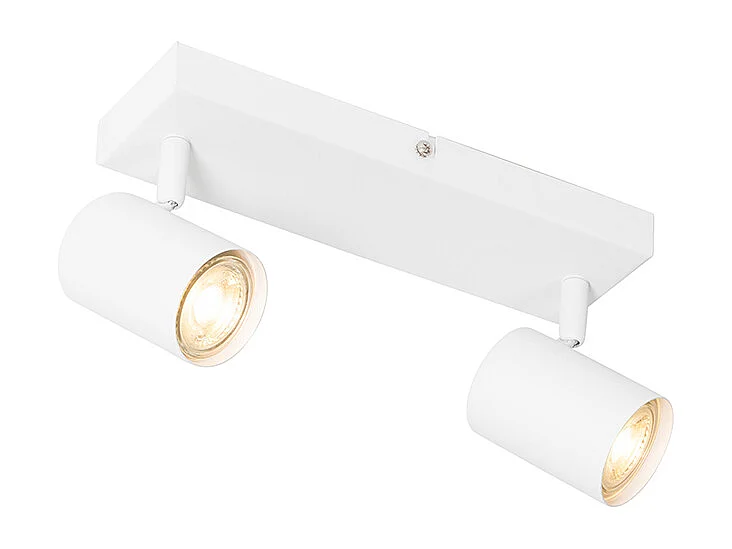 Plafonnier moderne blanc 2 lumières réglable rectangulaire - Jeana